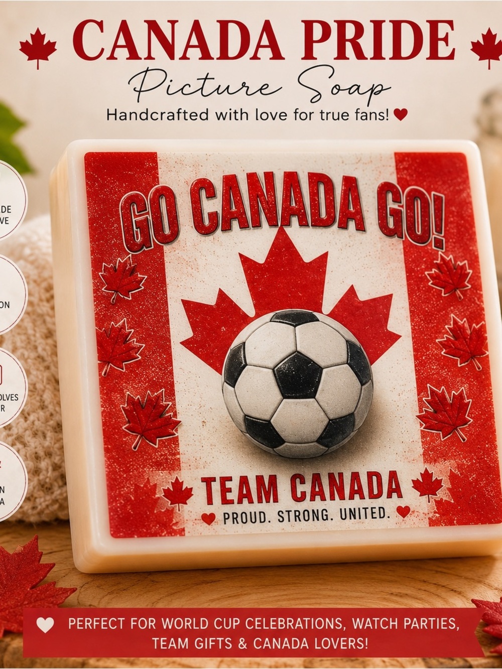 Go Canada Red Jersey Custom Made Personalized Picture Soap - Picture 2 of 2